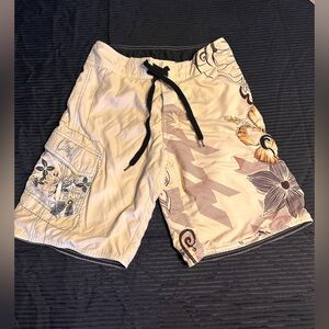 O'Neill Kids Swim Trunks - Cream and Brown Floral